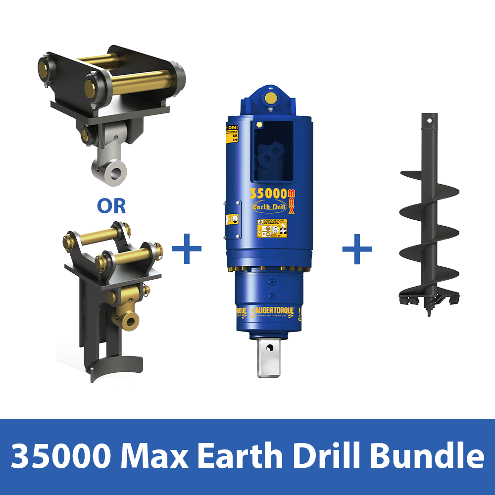 Auger Torque 35000 Max Earth Drill Bundle components including drill head, auger, and attachments.