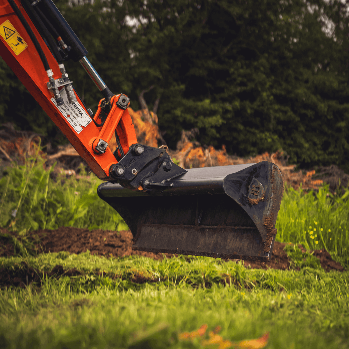 Excavator Ditching Bucket in use on machine