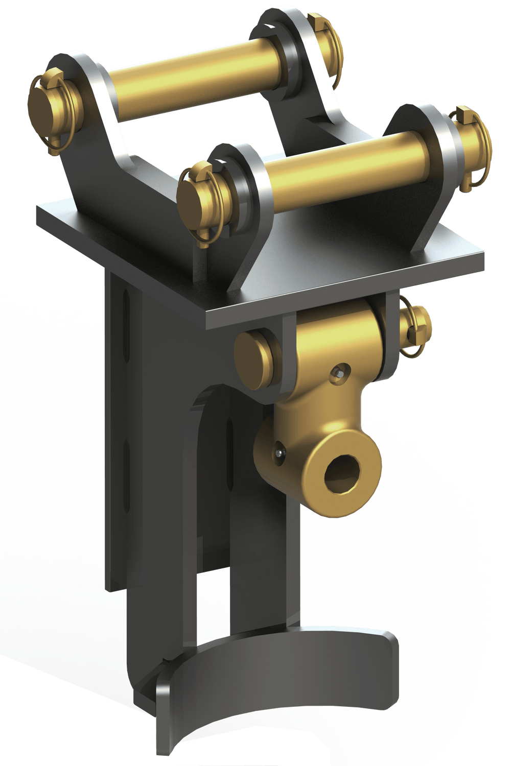 Auger Torque 3000 to 4500MAX Earth Drill - Hitch component with double pin design and cradle attachment.