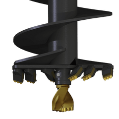 Auger S6- 75mm Sq - 1875mm drill bit with spiral flight and carbide teeth for excavators and backhoes.