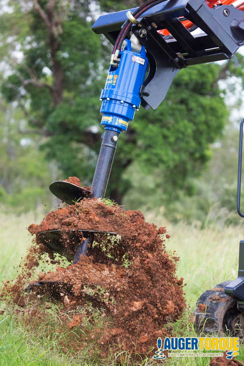 Auger S4- 65mm RND- 1200mm in action, drilling into soil with powerful performance and durability.