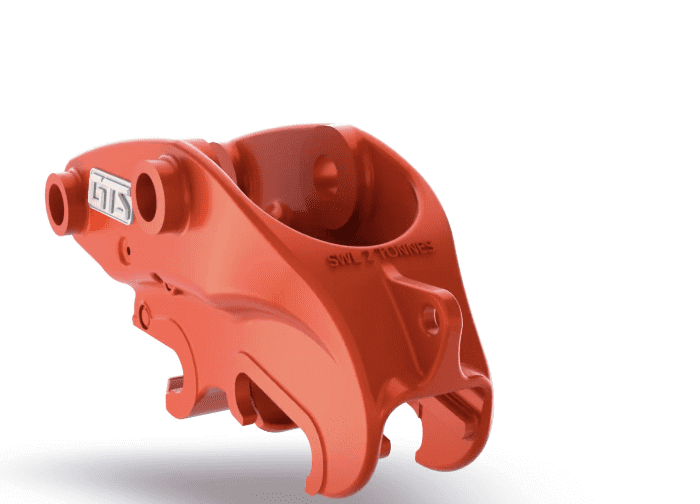Miller GTS Hydraulic Coupler - 1-6 Tonne in red color, designed for compact machinery.
